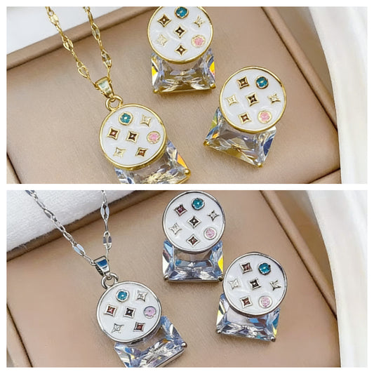 C43 LV Necklace Earrings