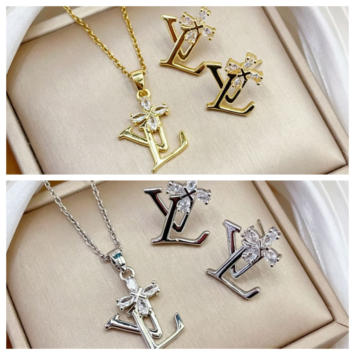 C64 LV Necklace Earrings