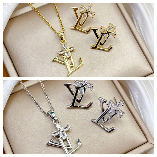 C64 LV Necklace Earrings
