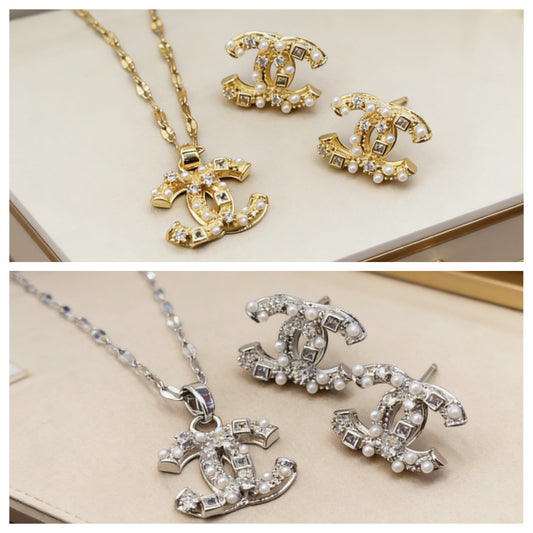 C32 CC Necklace Earrings